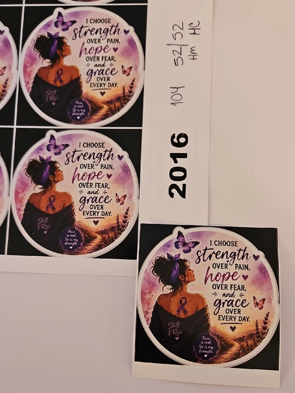 Handmade Chronic Pain Warrior Vinyl Sticker Hope Over Fear Purple Butterfly 3x3 - Picture 15 of 17